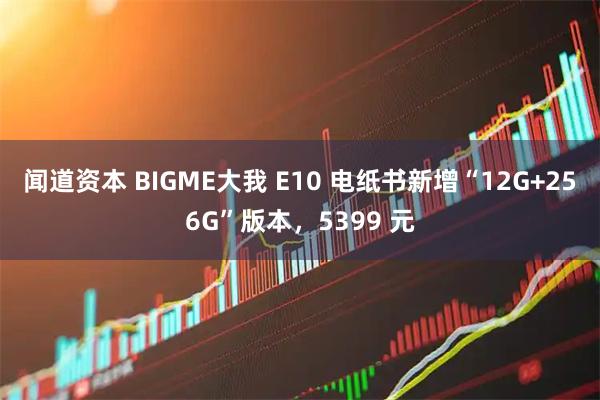 闻道资本 BIGME大我 E10 电纸书新增“12G+256G”版本,5399 元